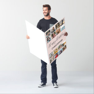 Happy Birthday Photo Collage 16 Photos Pink Black Card