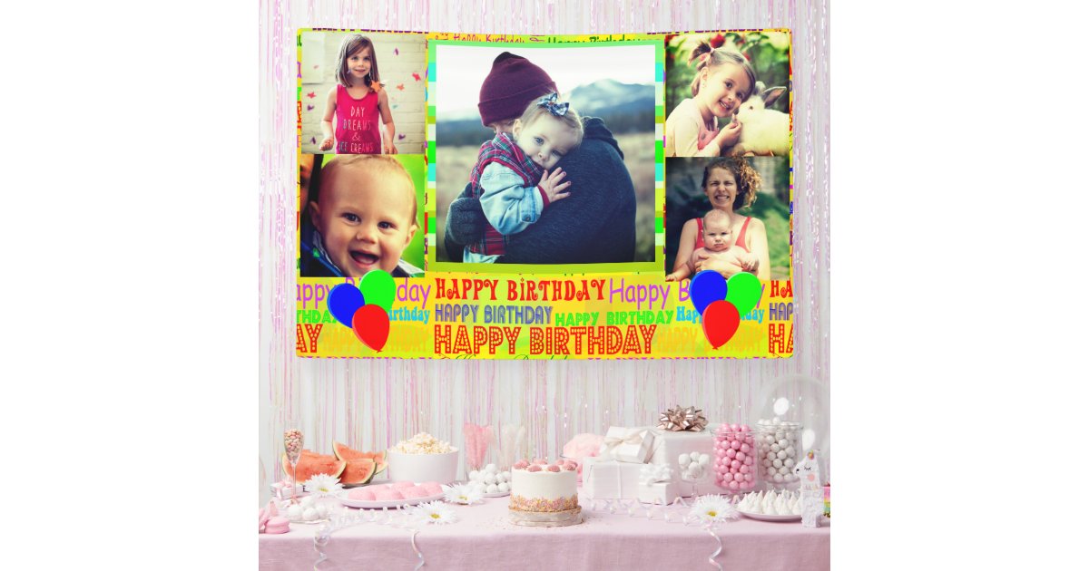 Happy birthday photo collage banner | Zazzle