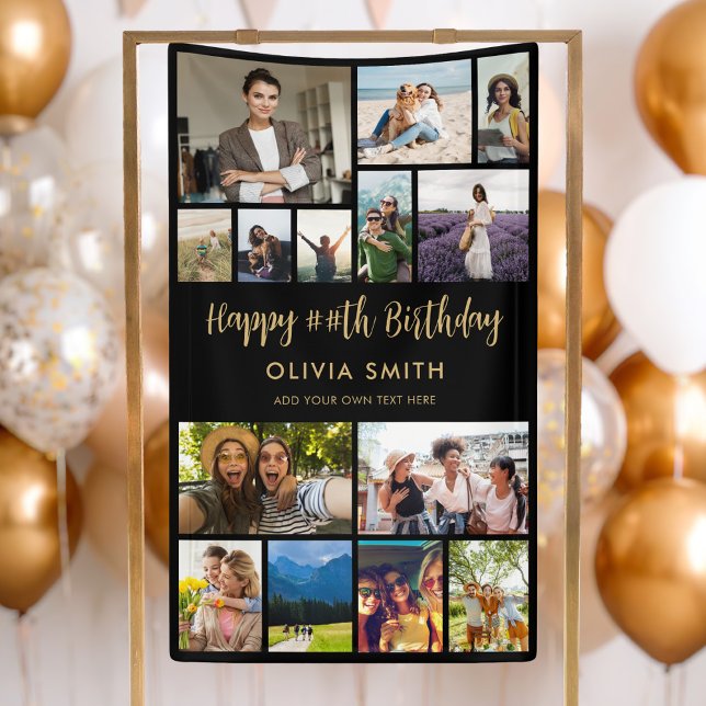 Happy Birthday Photo Collage Party Banner (Creator Uploaded)