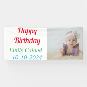 Happy Birthday Photo Colorful Candles Banner