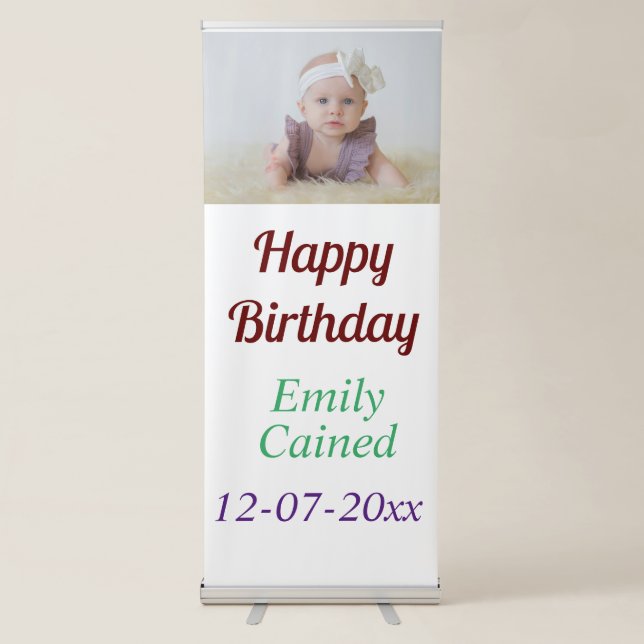 Happy Birthday  Photo Colorful Candles  Retractable Banner (Front)