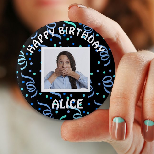 Happy Birthday Photo Confetti  Button (Creator Uploaded)