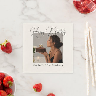 Happy Birthday Photo Custom birthday Napkins