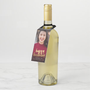 Happy Birthday Photo Custom Bottle Hanger Tag