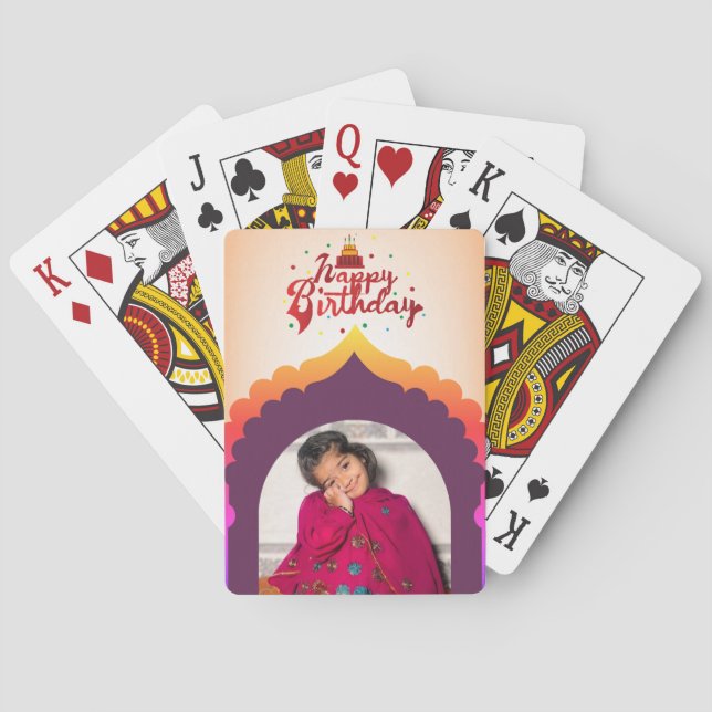 Happy Birthday Photo Deck Unique Personalized Gift Poker Cards (Back)