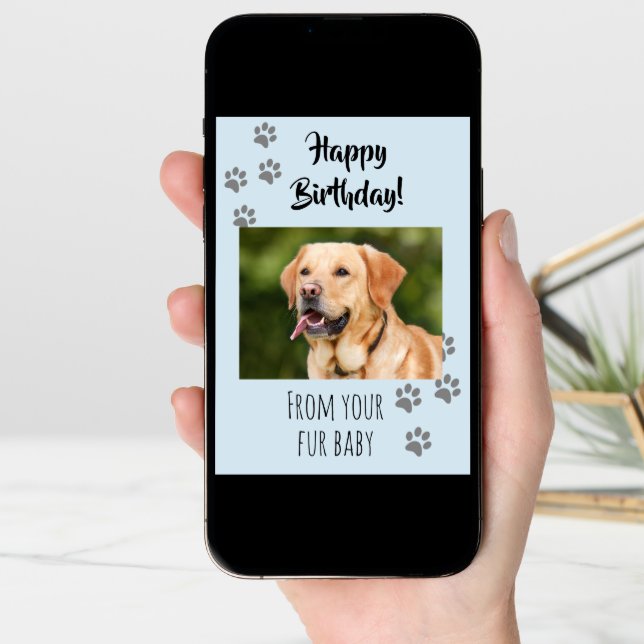 Happy Birthday Photo Dog Cat Pet Fur Baby Card (Front Digital)