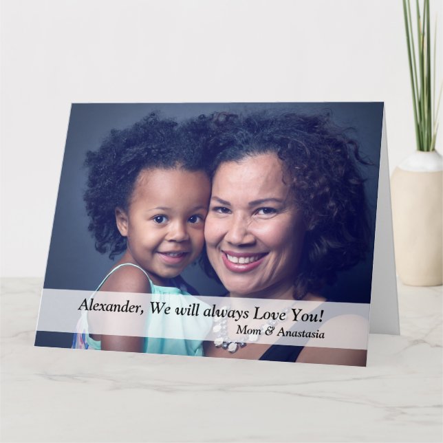 Happy Birthday Photo Family Mom Big Personalize Card (Front)