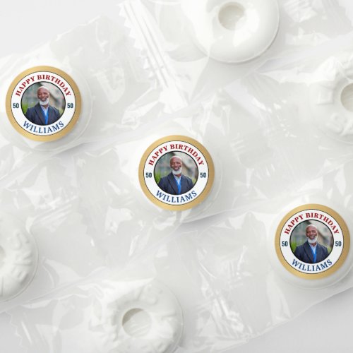 Happy Birthday Photo Gold 50th Fifty Personalize  Life Saver Mints