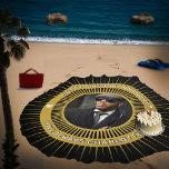 Happy Birthday Photo Gold Black Modern Round Beach Towel<br><div class="desc">Happy Birthday Photo Gold Black Modern Round Beach Towel is a fun and unique way to tell that special person in your life Happy Birthday. Personalize it with your photo and information.</div>
