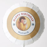 Happy Birthday Photo Gold Elegant Personalize   Balloon<br><div class="desc">Happy Birthday Photo Gold Elegant Personalize Balloon is great for a party or to give as a present to celebrate the person's birthday. Personalize it with photo,  name and age.</div>