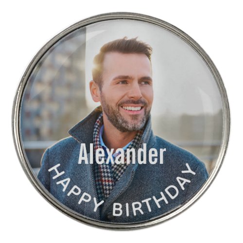 Happy Birthday Photo Golfer Personalize Golf Ball Marker