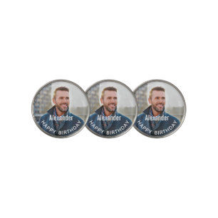 Happy Birthday Photo Golfer Personalize Golf Ball Marker