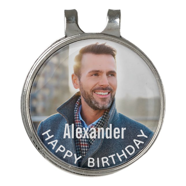 Happy Birthday Photo Golfer Personalize  Golf Hat Clip (Front)