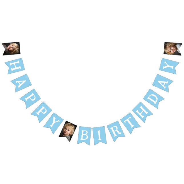 Happy Birthday Photo Kids Birthday Blue Bunting Flags (All)
