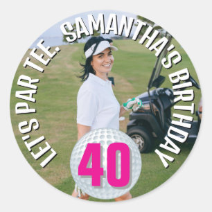 Happy Birthday photo lady  Classic Round Sticker