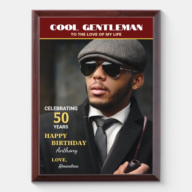Happy Birthday Photo Magazine Cover Custom Award Plaque (Vertical)