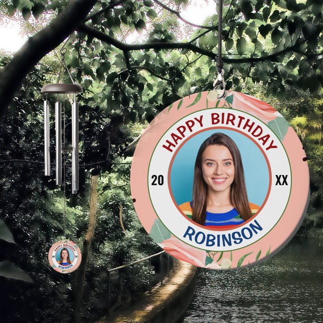 Happy Birthday Photo Modern Elegant  Wind Chime (Happy Birthday Photo Modern Elegant Wind Chime is great to  give to the special people in your life.)