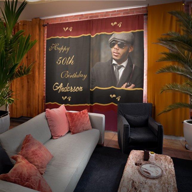 Happy Birthday Photo Modern Gold Black Custom  Blackout Curtains (Happy Birthday Photo Modern Gold Black Blackout Curtains is great to personalize for a birthday. )
