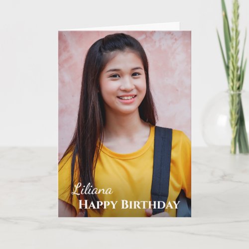 Happy Birthday Photo Modern Simple Personalize  Card