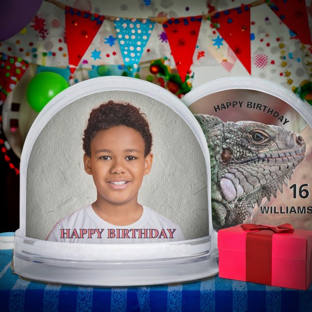 Happy Birthday Photo Name Age Pet Nature Snow Globe (Happy Birthday Photo Name Age Snow Globe is great to gve as a gift or to guest as a keepsake favor. )
