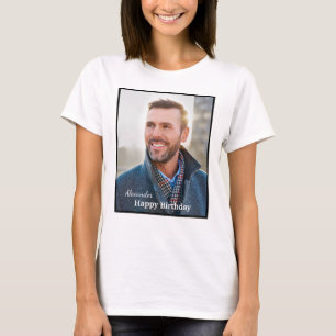Happy Birthday Photo Name Text Custom  T-Shirt