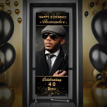 Happy Birthday Photo Party Event Gold Black Custom Foam Board<br><div class="desc">Happy Birthday Photo Party Event Gold Black Custom Foam Board is great for that elegant and classy birthday party. Personalize it with your photo and information.</div>