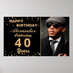 Happy Birthday Photo Party Event Gold Black Custom Poster<br><div class="desc">Happy Birthday Photo Party Event Gold Black Custom Poster is great for that elegant and classy birthday party. Personalize it with your photo and information.</div>