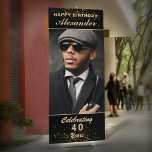 Happy Birthday Photo Party Event Gold Black Custom Retractable Banner<br><div class="desc">Happy Birthday Photo Party Event Gold Black Custom Retractable Banner is great for that elegant and classy birthday party. Personalize it with your photo and information.</div>
