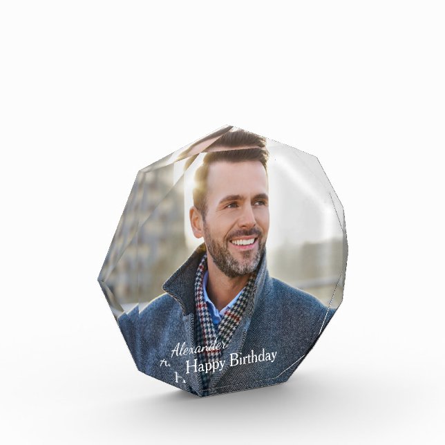 Happy Birthday Photo Picture Custom  Acrylic Award (Left)