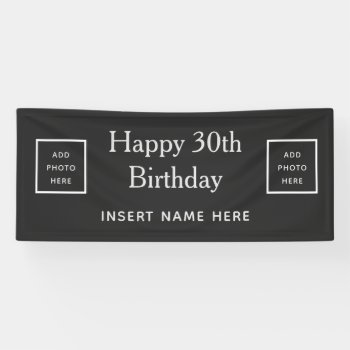 Happy Birthday Photos Any Year Modern Custom  Banner by ops2014 at Zazzle