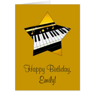 Happy Birthday Piano in Star Name Customizable Card