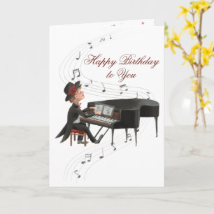 Happy Birthday Piano Man Singing to his Wife Card