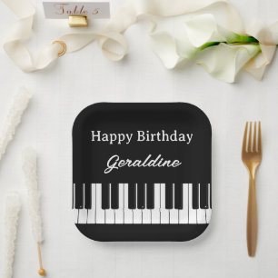 Happy Birthday Piano Player Personalised Paper Plates