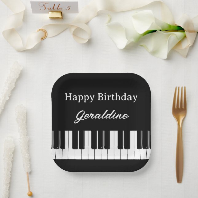 Happy Birthday Piano Player Personalised Paper Plates (Wedding)
