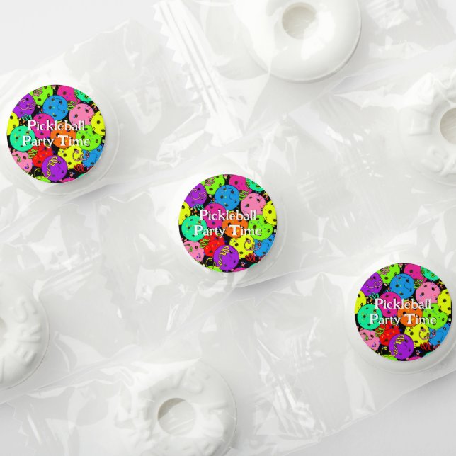 Happy Birthday Pickleball Balloons Confetti Black Life Saver® Mints (Assorted)