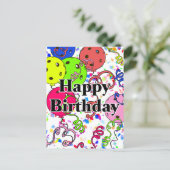 Happy Birthday Pickleball Balloons Confetti White Postcard | Zazzle