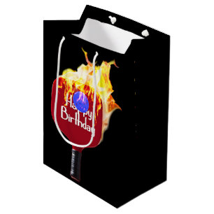 Happy Birthday Pickleball Paddle On Fire Medium Gift Bag