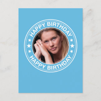 Happy Birthday Picture Frame in Blue Postcard