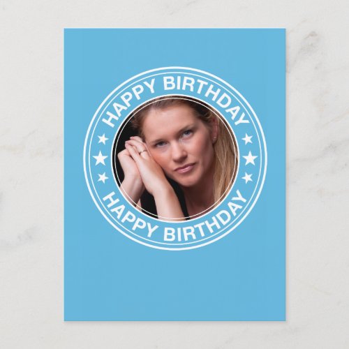 Happy Birthday Picture Frame in Blue Postcard
