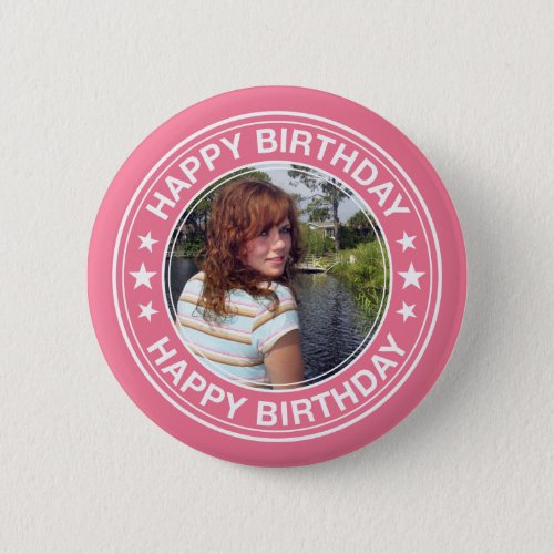 Happy Birthday picture Frame in Pink Button