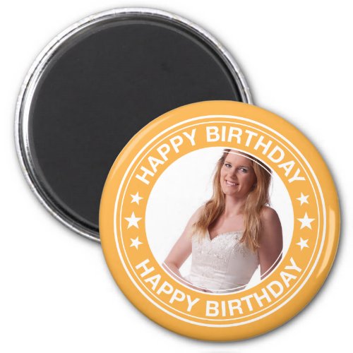 Happy Birthday picture Frame in Yellow Magnet