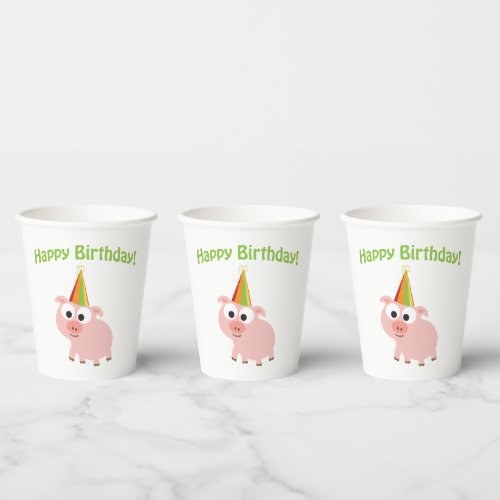 Happy Birthday Pig Paper Cup