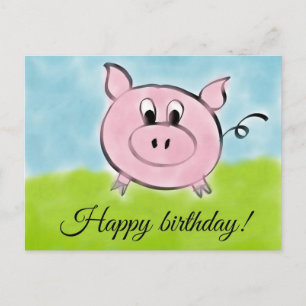 Happy birthday pig postcard