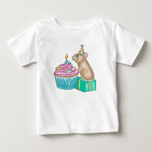 Happy Birthday Pika Cupcake Baby T-Shirt (Front)