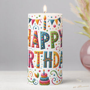 Happy Birthday Pillar Candle
