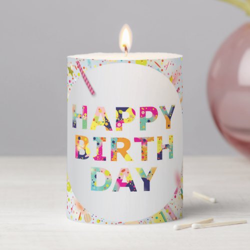 Happy Birthday Pillar Candle