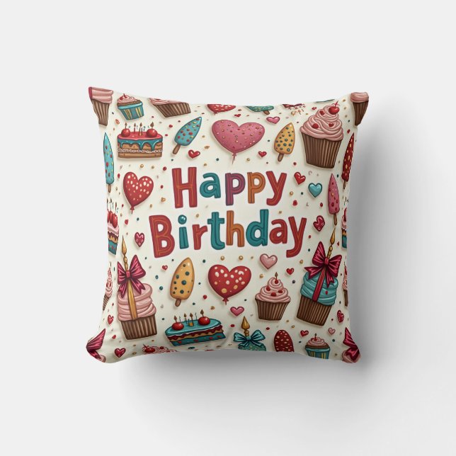Happy Birthday Pillow Cushion (Front)