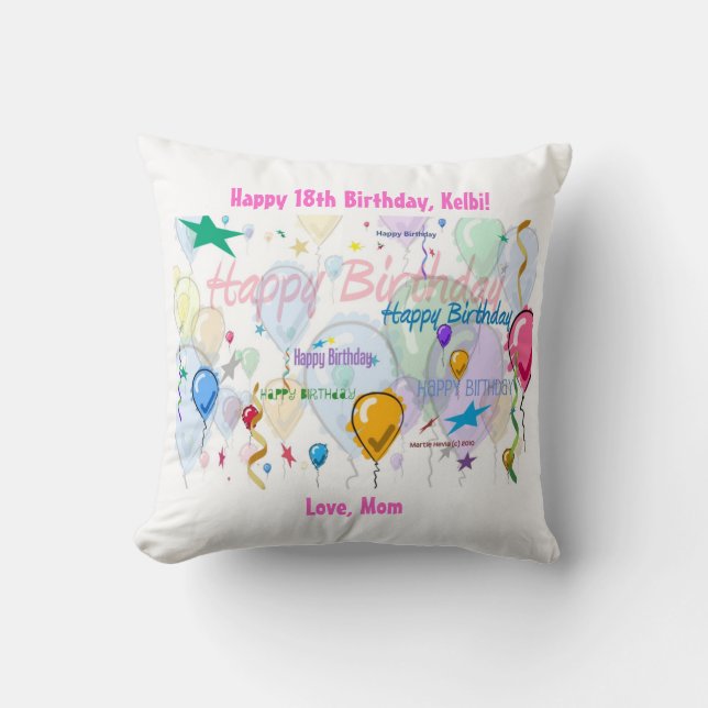 Happy Birthday Pillow (Personalize) (Front)