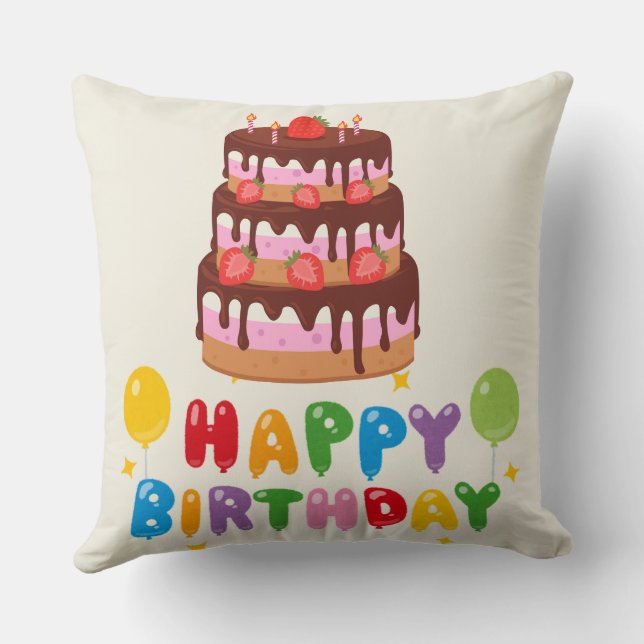 "Happy Birthday Pillows | Custom Birthday Pillow  (Back)