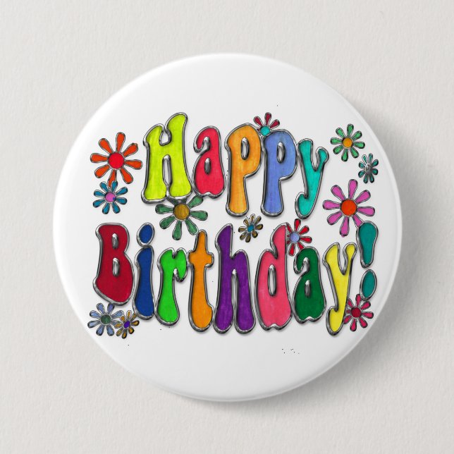 Happy Birthday Pinback Button (Front)